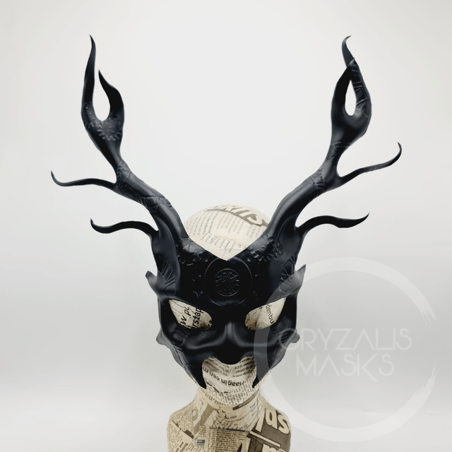 Black Deer mask with UV clockwork pattern