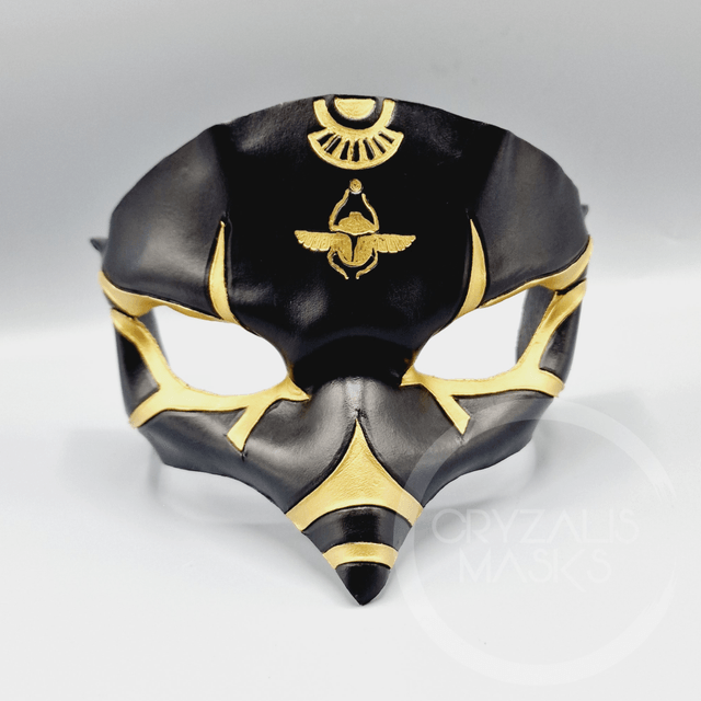 Leather Horus mask with scarab