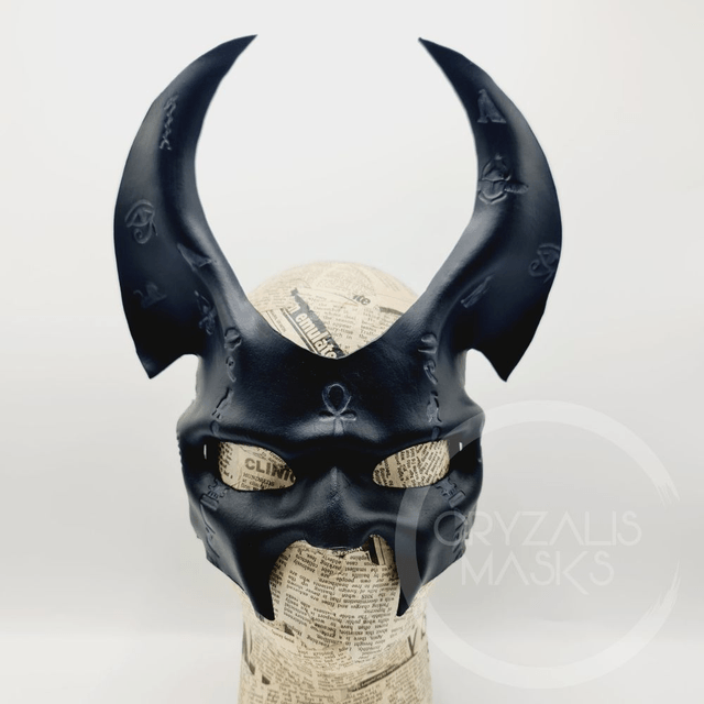 Jackal mask with UV hieroglyphs 
