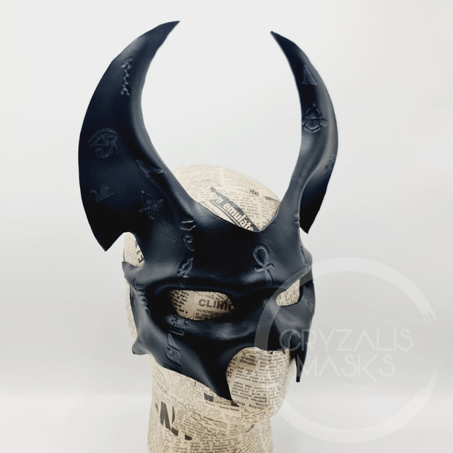 Jackal mask with UV hieroglyphs 