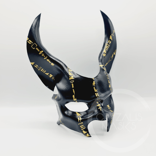 JACKAL MASK with hieroglyphs 
