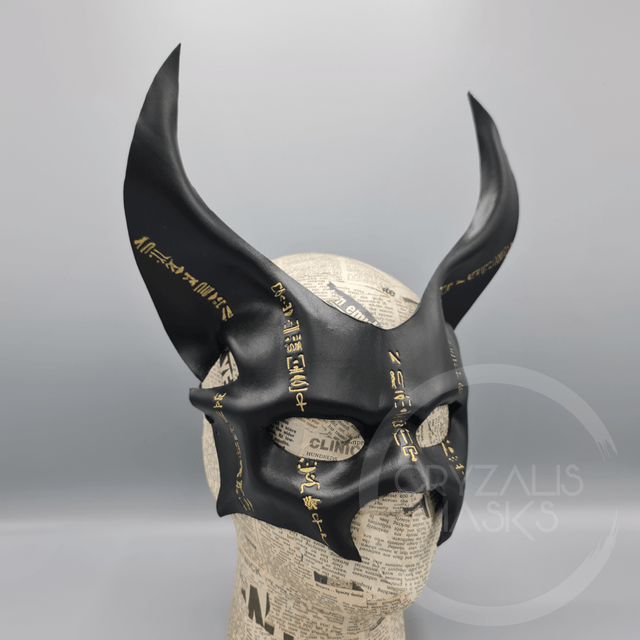 Gold Hieroglyph Anubis leather mask