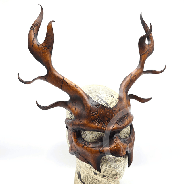 Leather Deer mask with clockwork Pattern 