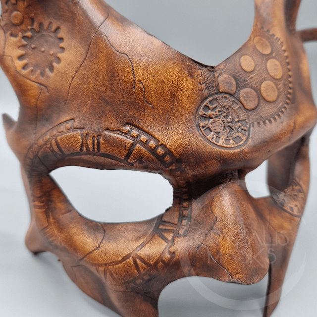 Leather Deer mask with clockwork Pattern