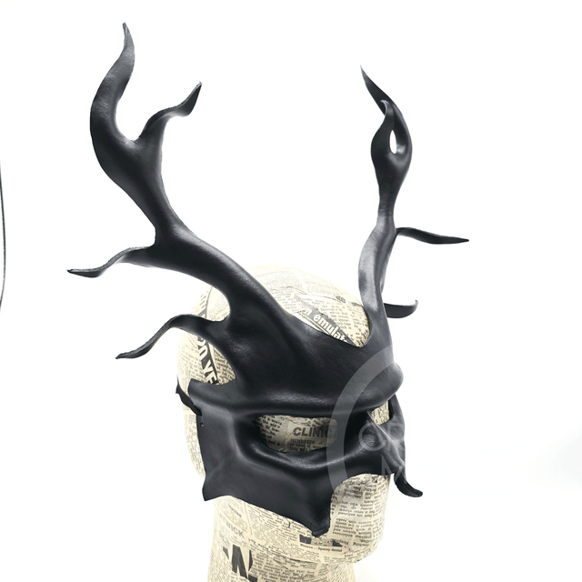 Black Leather Stag Mask