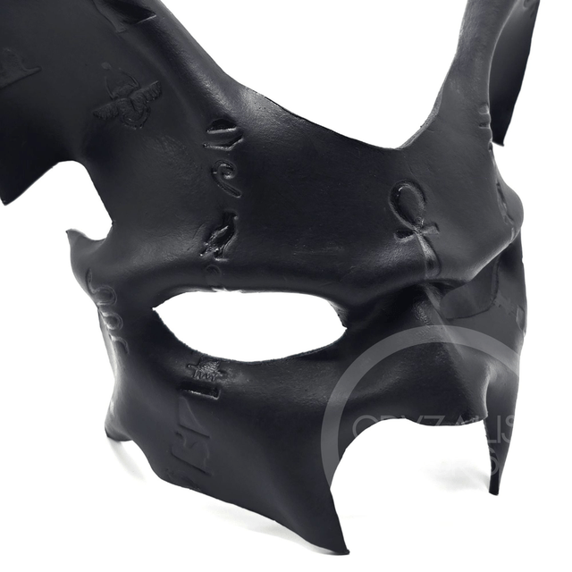 Jackal mask: Black gloss hieroglyphs 