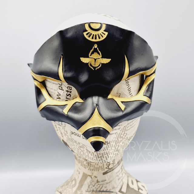 Leather Horus mask with scarab