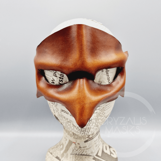 Brown leather bird mask