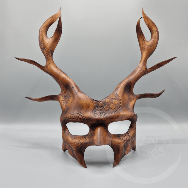 Leather Deer mask with clockwork Pattern
