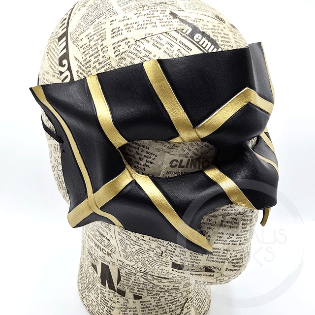 Black and gold leather mask