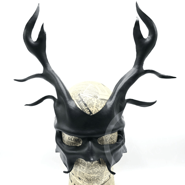 Black Leather Stag Mask