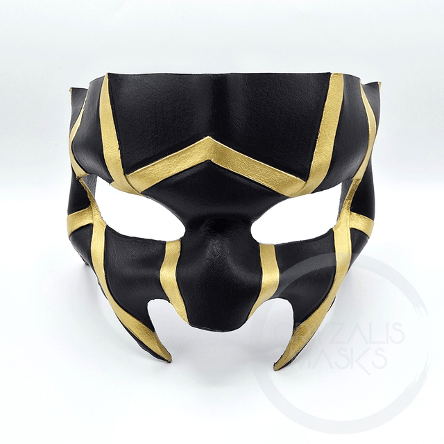 Black and gold leather mask