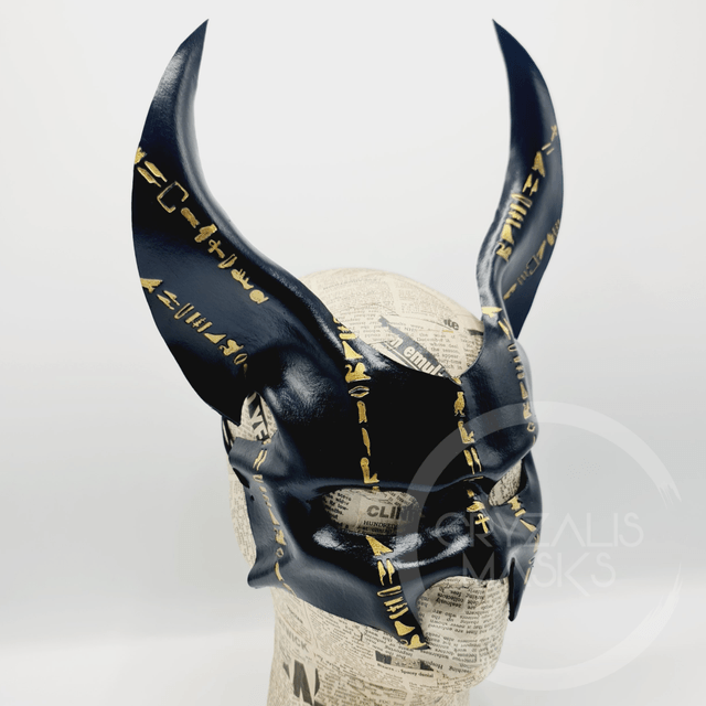 JACKAL MASK with hieroglyphs 