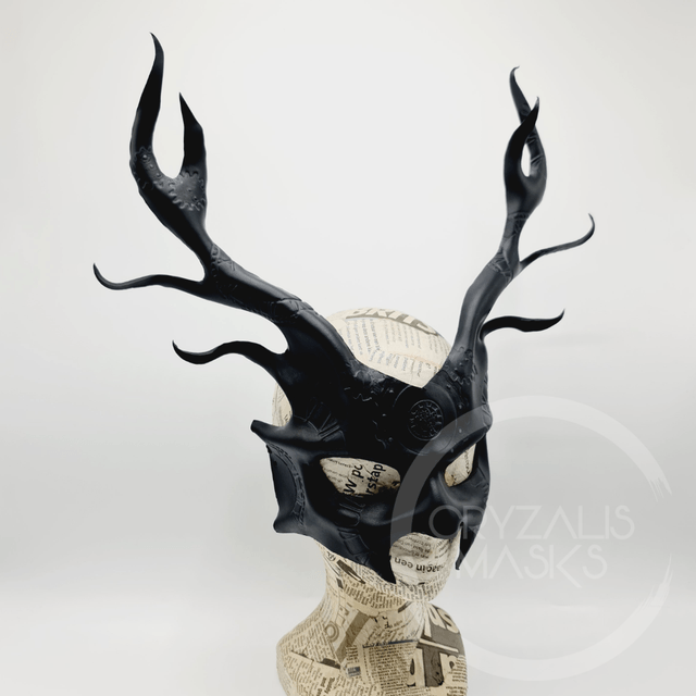 Black Deer mask with UV clockwork pattern