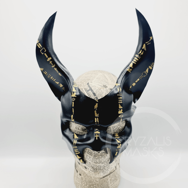 JACKAL MASK with hieroglyphs 