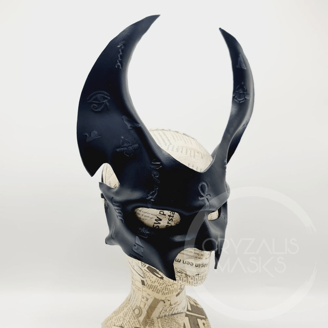 Jackal mask with UV hieroglyphs 