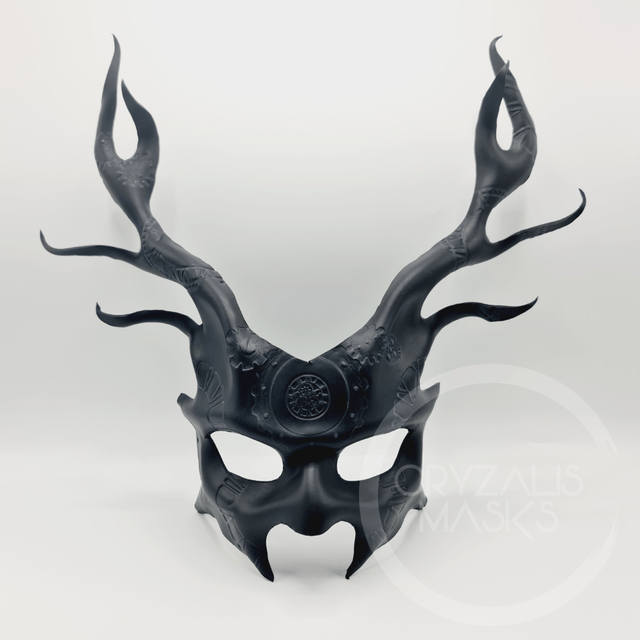 Black Deer mask with UV clockwork pattern