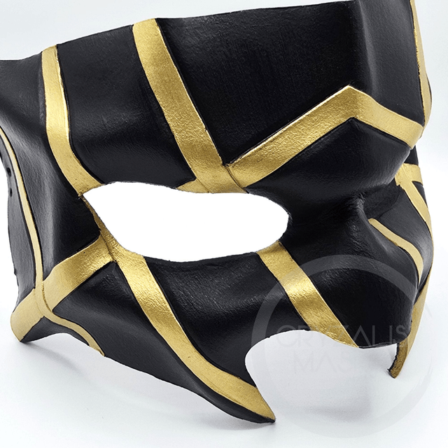 Black and gold leather mask