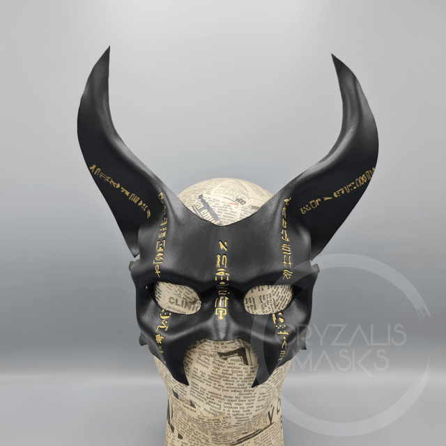 Gold Hieroglyph Anubis leather mask