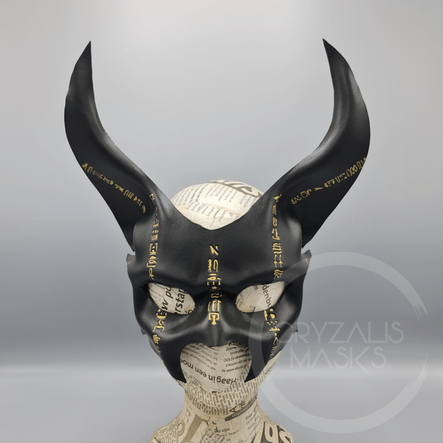 Gold Hieroglyph Anubis leather mask