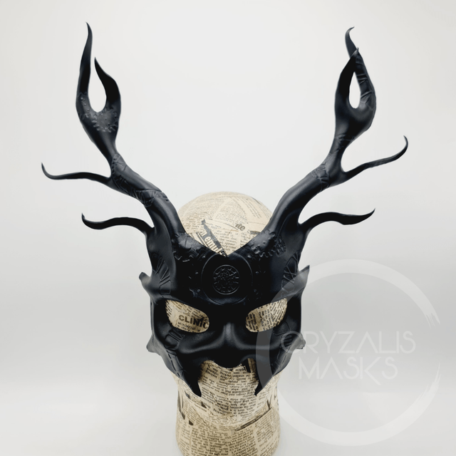 Black Deer mask with UV clockwork pattern
