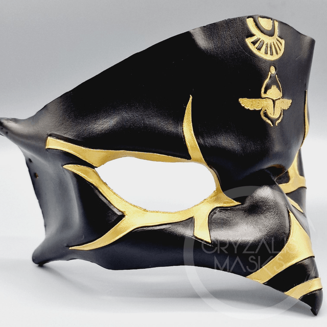 Leather Horus mask with scarab