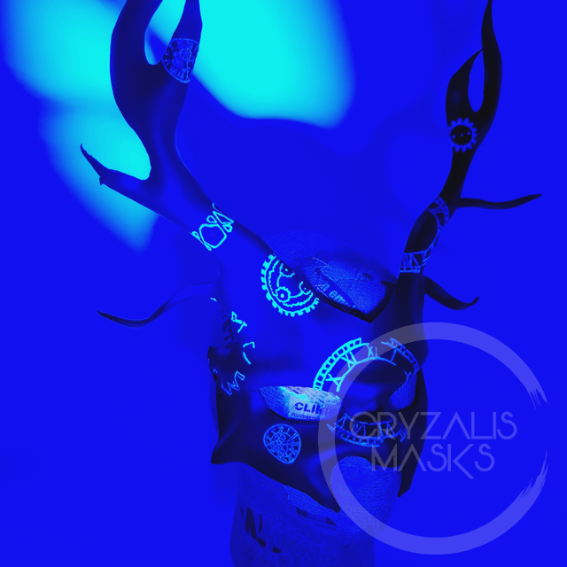 Black Deer mask with UV clockwork