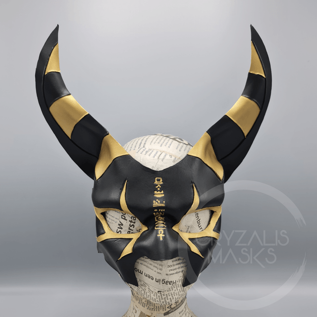 Anubis mask with Gold hieroglyphs 
