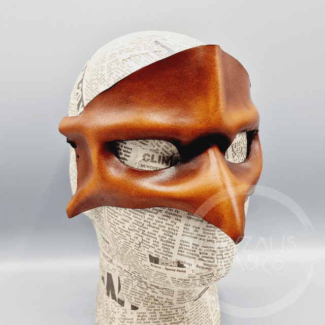 Brown leather bird mask