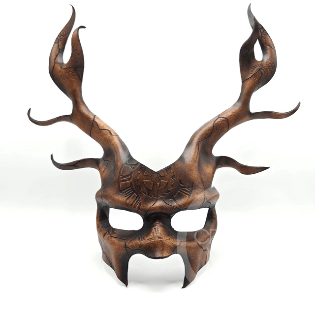 Leather Deer mask with clockwork Pattern 