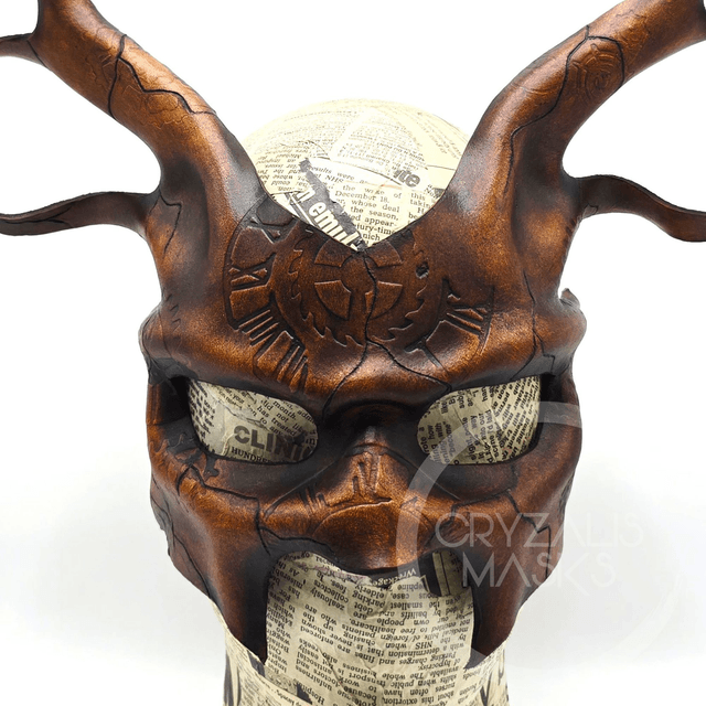 Leather Deer mask with clockwork Pattern 