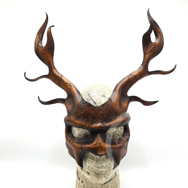 Leather Deer mask with clockwork Pattern 
