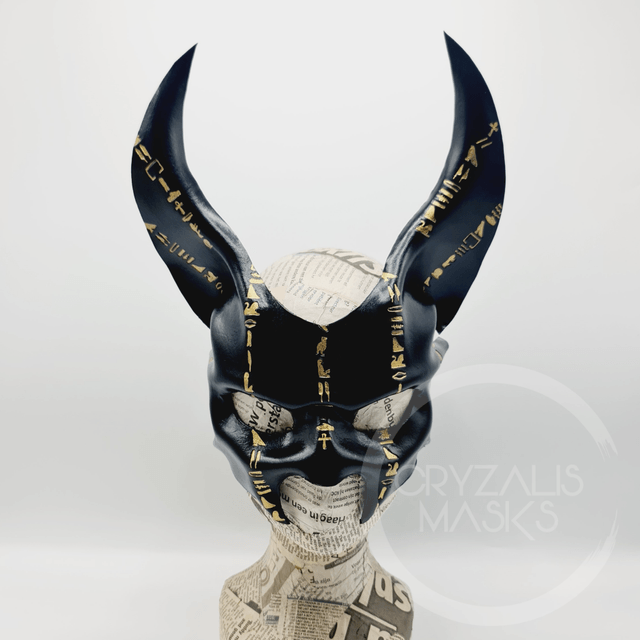 JACKAL MASK with hieroglyphs 