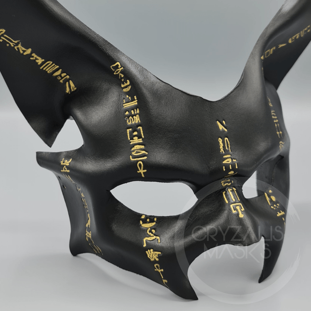 Gold Hieroglyph Anubis leather mask