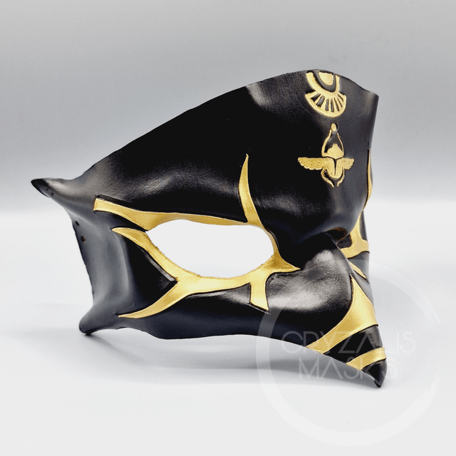 Leather Horus mask with scarab
