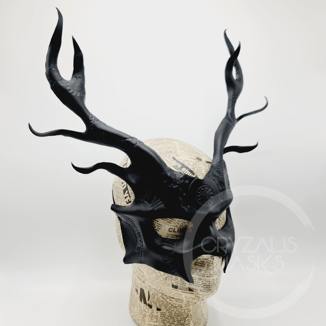 Black Deer mask with UV clockwork pattern