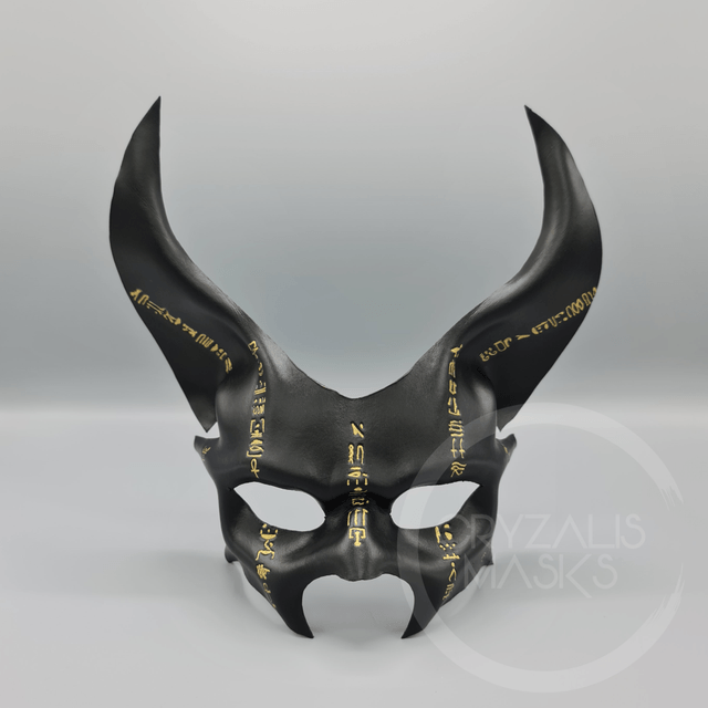 Gold Hieroglyph Anubis leather mask