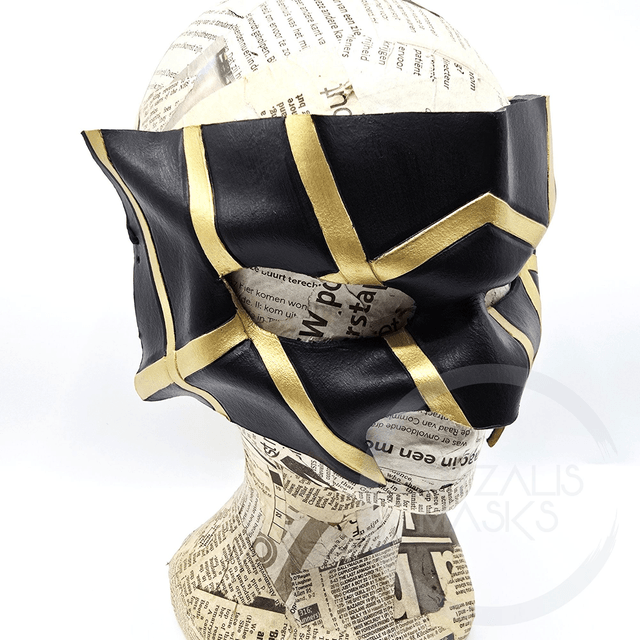 Black and gold leather mask