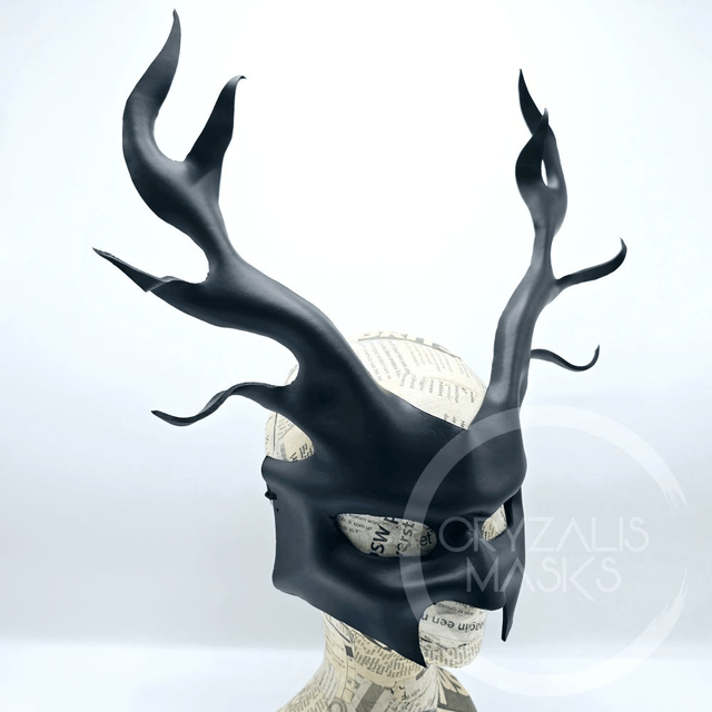 Black Leather Stag Mask