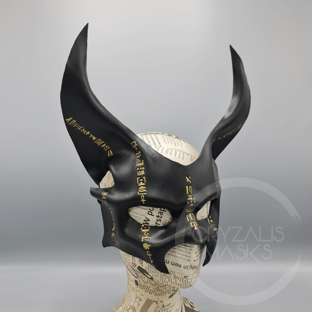 Gold Hieroglyph Anubis leather mask