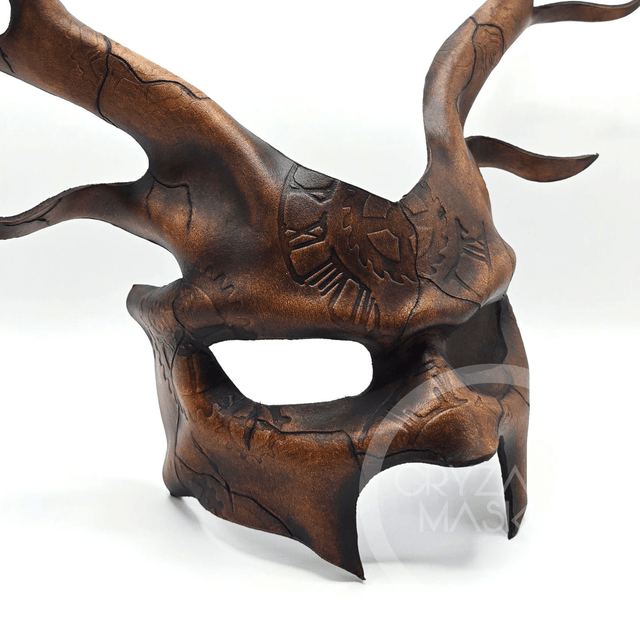 Leather Deer mask with clockwork Pattern 