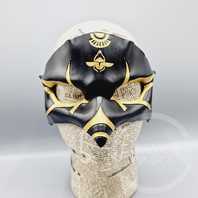 Leather Horus mask with scarab