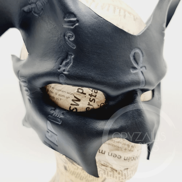 Jackal mask with UV hieroglyphs 