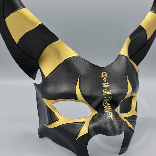 Anubis mask with Gold hieroglyphs 