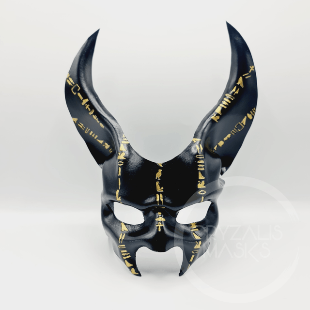 JACKAL MASK with hieroglyphs 