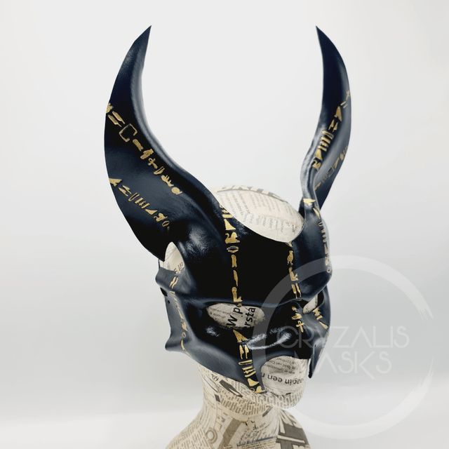 JACKAL MASK with hieroglyphs 