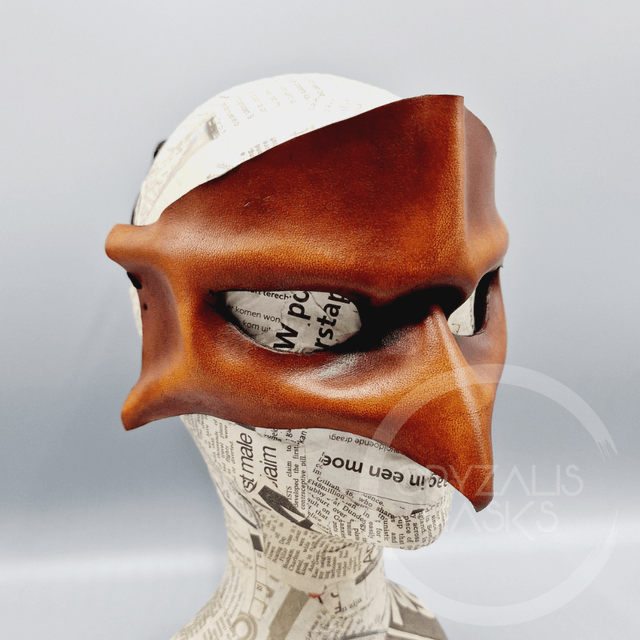 Brown leather bird mask