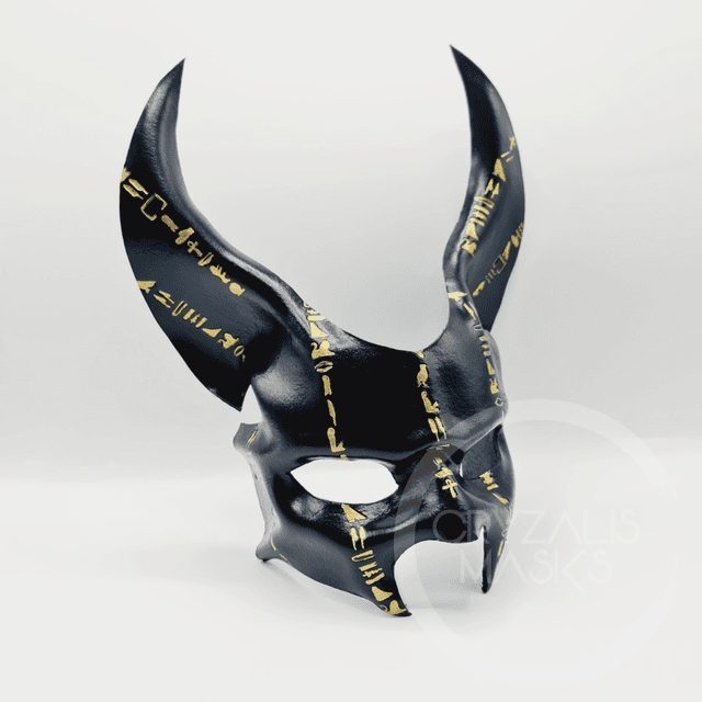 JACKAL MASK with hieroglyphs 