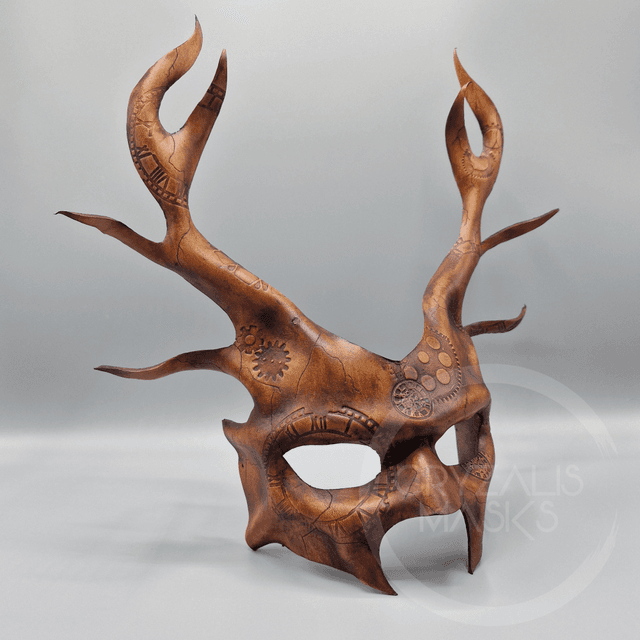 Leather Deer mask with clockwork Pattern