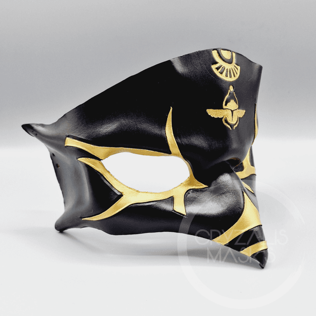 Leather Horus mask with scarab